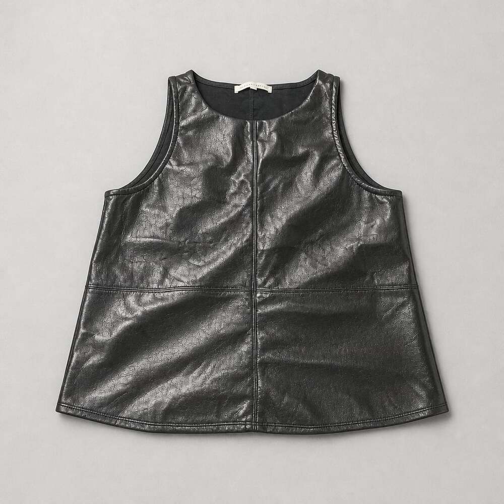 Mélissa Nepton Faux Leather Front Mixed Media Tank Top